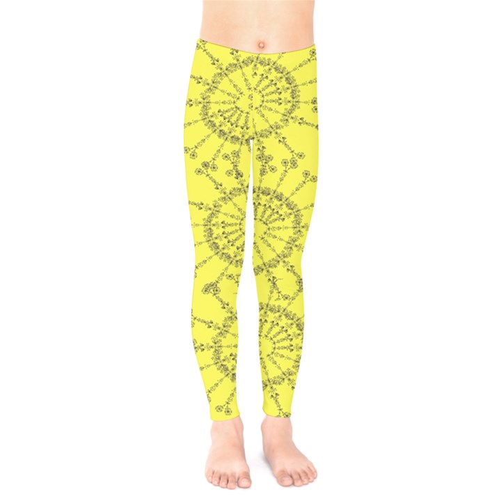 Yellow Flower Floral Circle Sexy Kids  Legging