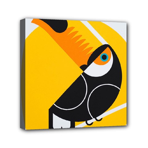 Cute Toucan Bird Cartoon Yellow Black Mini Canvas 6  X 6 