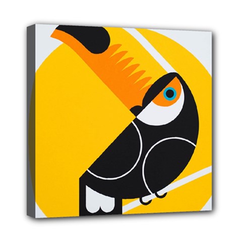 Cute Toucan Bird Cartoon Yellow Black Mini Canvas 8  X 8 