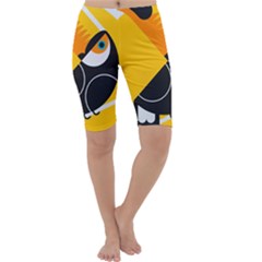 Cute Toucan Bird Cartoon Yellow Black Cropped Leggings 