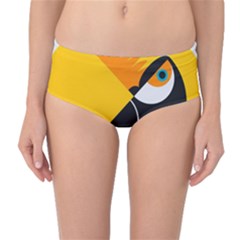 Cute Toucan Bird Cartoon Yellow Black Mid-waist Bikini Bottoms by Mariart