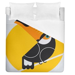 Cute Toucan Bird Cartoon Yellow Black Duvet Cover (queen Size) by Mariart