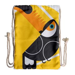 Cute Toucan Bird Cartoon Yellow Black Drawstring Bag (large) by Mariart