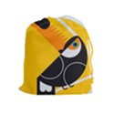 Cute Toucan Bird Cartoon Yellow Black Drawstring Pouches (Extra Large) View1