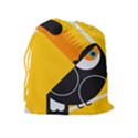 Cute Toucan Bird Cartoon Yellow Black Drawstring Pouches (Extra Large) View2