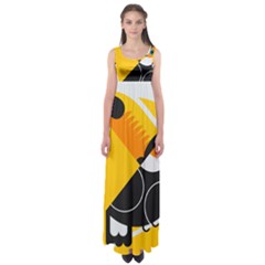 Cute Toucan Bird Cartoon Yellow Black Empire Waist Maxi Dress by Mariart