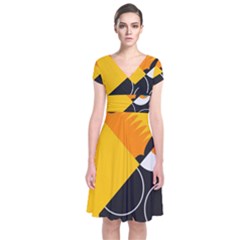 Cute Toucan Bird Cartoon Yellow Black Short Sleeve Front Wrap Dress by Mariart