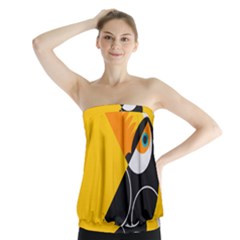 Cute Toucan Bird Cartoon Yellow Black Strapless Top by Mariart