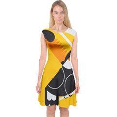 Cute Toucan Bird Cartoon Yellow Black Capsleeve Midi Dress by Mariart