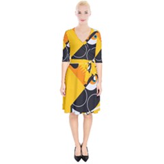 Cute Toucan Bird Cartoon Yellow Black Wrap Up Cocktail Dress by Mariart