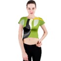 Cute Toucan Bird Cartoon Fly Yellow Green Black Animals Crew Neck Crop Top View1