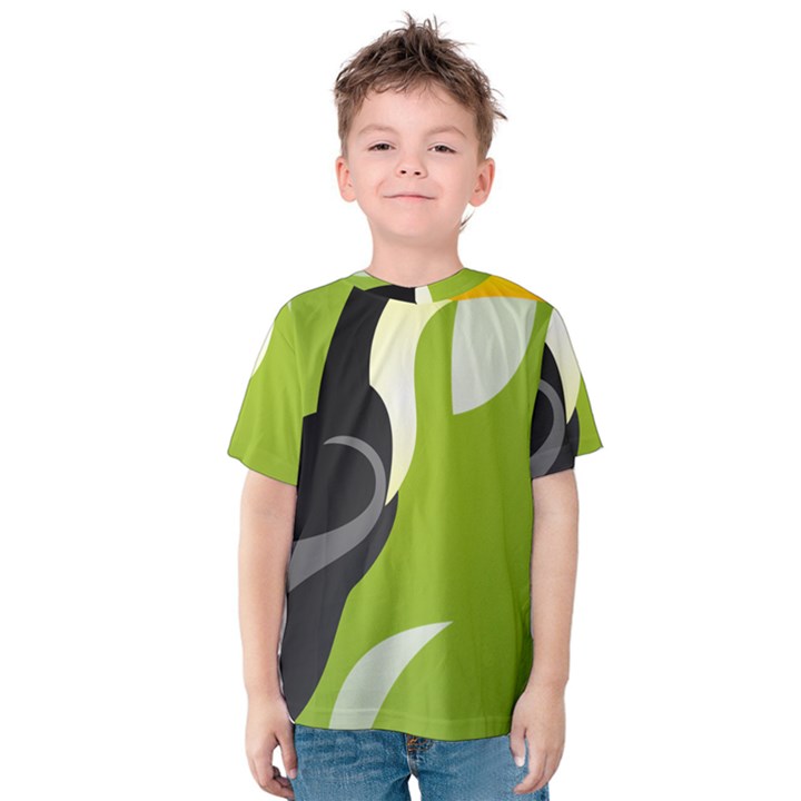 Cute Toucan Bird Cartoon Fly Yellow Green Black Animals Kids  Cotton Tee