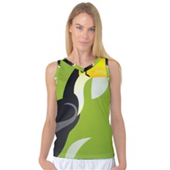 Cute Toucan Bird Cartoon Fly Yellow Green Black Animals Women s Basketball Tank Top by Mariart