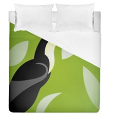 Cute Toucan Bird Cartoon Fly Yellow Green Black Animals Duvet Cover (queen Size) by Mariart