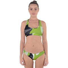 Cute Toucan Bird Cartoon Fly Yellow Green Black Animals Cross Back Hipster Bikini Set by Mariart