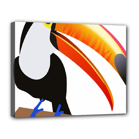 Cute Toucan Bird Cartoon Fly Canvas 14  X 11 