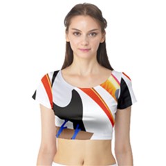 Cute Toucan Bird Cartoon Fly Short Sleeve Crop Top (tight Fit) by Mariart