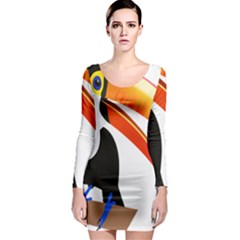 Cute Toucan Bird Cartoon Fly Long Sleeve Bodycon Dress by Mariart