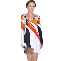 Cute Toucan Bird Cartoon Fly Long Sleeve Nightdress by Mariart