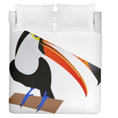 Cute Toucan Bird Cartoon Fly Duvet Cover (queen Size) by Mariart