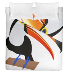 Cute Toucan Bird Cartoon Fly Duvet Cover Double Side (queen Size) by Mariart