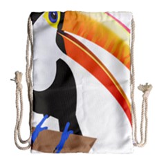 Cute Toucan Bird Cartoon Fly Drawstring Bag (large)