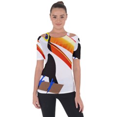 Cute Toucan Bird Cartoon Fly Short Sleeve Top by Mariart