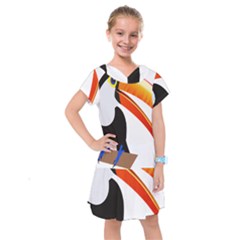 Cute Toucan Bird Cartoon Fly Kids  Drop Waist Dress by Mariart