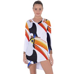 Cute Toucan Bird Cartoon Fly Asymmetric Cut-out Shift Dress