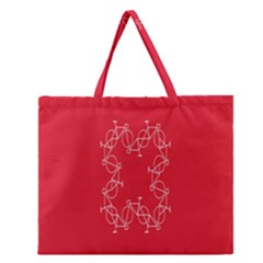 Cycles Bike White Red Sport Zipper Large Tote Bag