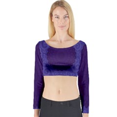 Flower Floral Sunflower Blue Purple Leaf Wave Chevron Beauty Sexy Long Sleeve Crop Top by Mariart