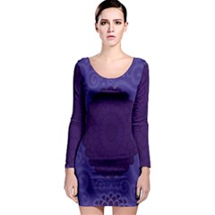 Flower Floral Sunflower Blue Purple Leaf Wave Chevron Beauty Sexy Long Sleeve Bodycon Dress by Mariart