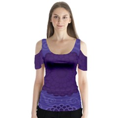 Flower Floral Sunflower Blue Purple Leaf Wave Chevron Beauty Sexy Butterfly Sleeve Cutout Tee 