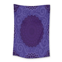 Flower Floral Sunflower Blue Purple Leaf Wave Chevron Beauty Sexy Small Tapestry by Mariart