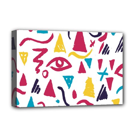 Eye Triangle Wave Chevron Red Yellow Blue Deluxe Canvas 18  X 12   by Mariart