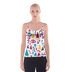 Eye Triangle Wave Chevron Red Yellow Blue Spaghetti Strap Top