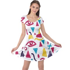 Eye Triangle Wave Chevron Red Yellow Blue Cap Sleeve Dress by Mariart