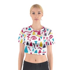 Eye Triangle Wave Chevron Red Yellow Blue Cotton Crop Top by Mariart