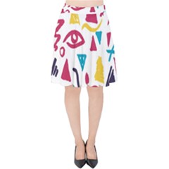 Eye Triangle Wave Chevron Red Yellow Blue Velvet High Waist Skirt by Mariart