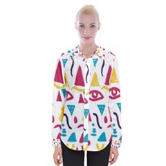 Eye Triangle Wave Chevron Red Yellow Blue Womens Long Sleeve Shirt