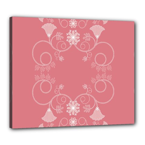 Flower Floral Leaf Pink Star Sunflower Canvas 24  X 20  by Mariart