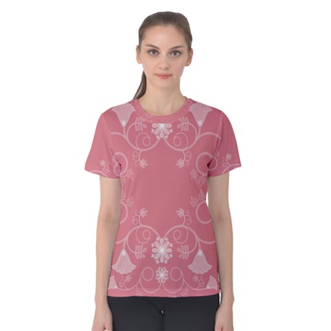 Flower Floral Leaf Pink Star Sunflower Women s Cotton Tee by Mariart