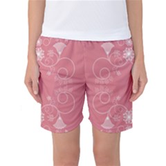 Flower Floral Leaf Pink Star Sunflower Women s Basketball Shorts by Mariart