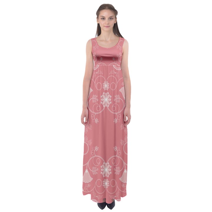 Flower Floral Leaf Pink Star Sunflower Empire Waist Maxi Dress