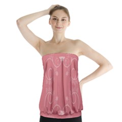 Flower Floral Leaf Pink Star Sunflower Strapless Top by Mariart