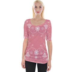 Flower Floral Leaf Pink Star Sunflower Wide Neckline Tee