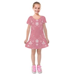 Flower Floral Leaf Pink Star Sunflower Kids  Short Sleeve Velvet Dress