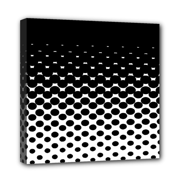 Gradient Circle Round Black Polka Mini Canvas 8  x 8 