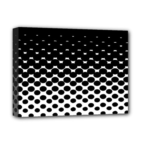 Gradient Circle Round Black Polka Deluxe Canvas 16  X 12   by Mariart