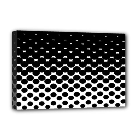 Gradient Circle Round Black Polka Deluxe Canvas 18  X 12   by Mariart